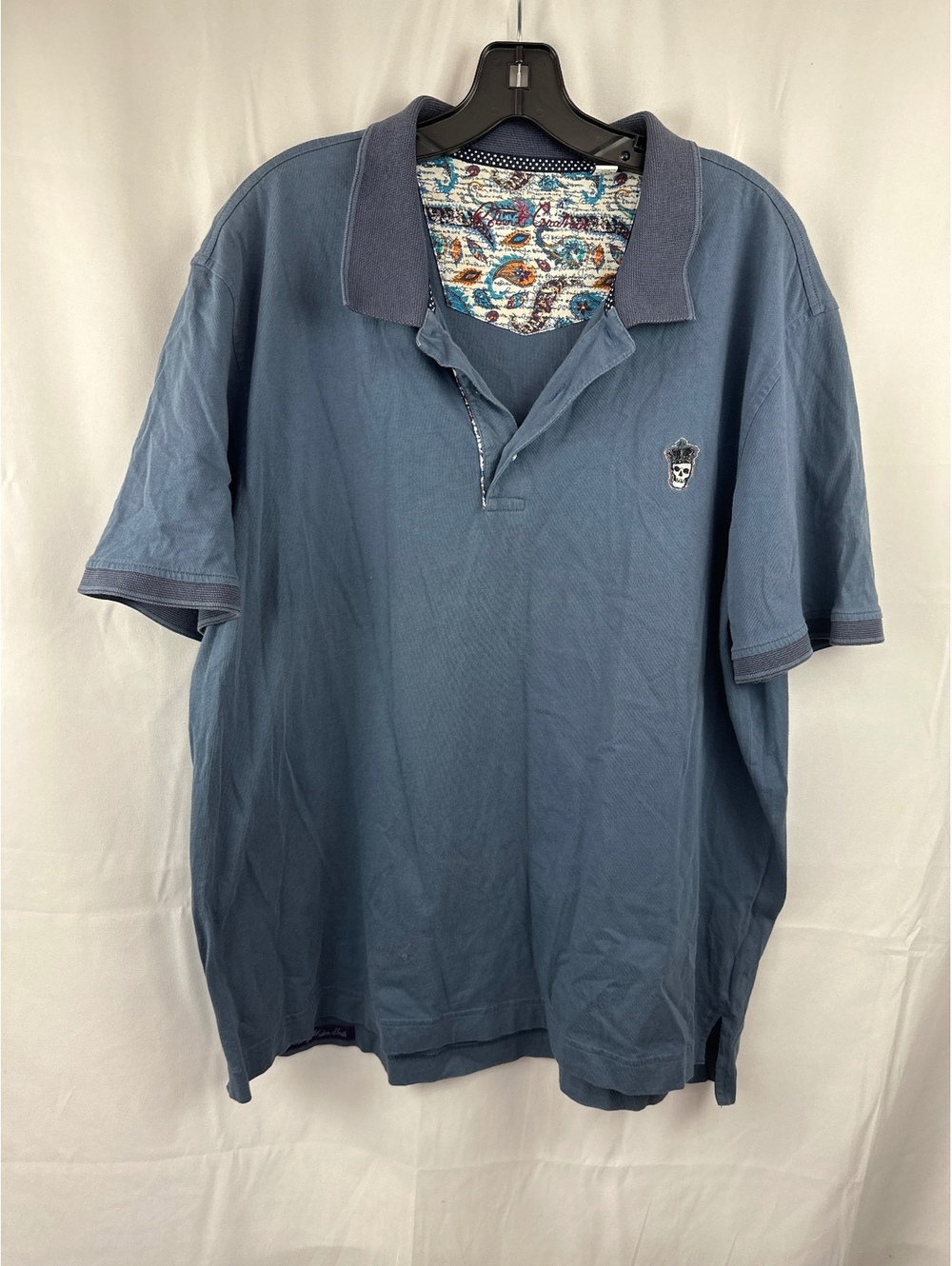 Robert Graham Men's Polo Shirt Size 3XL Blue Paisley Detail